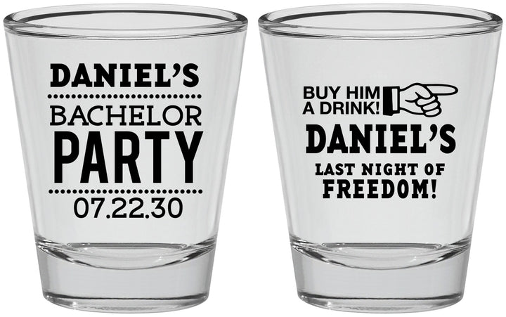 Personalized Bachelor Party Shot Glasses - Last Night Of Freedom | 40029