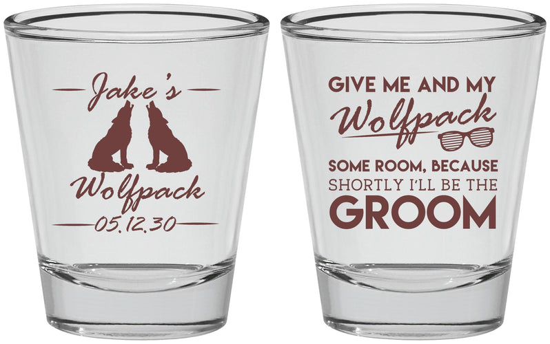 Personalized Bachelor Party Shot Glasses - Wolfpack | 40036