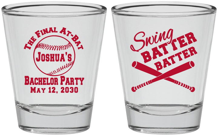 Personalized Bachelor Party Shot Glasses - Baseball | 40038