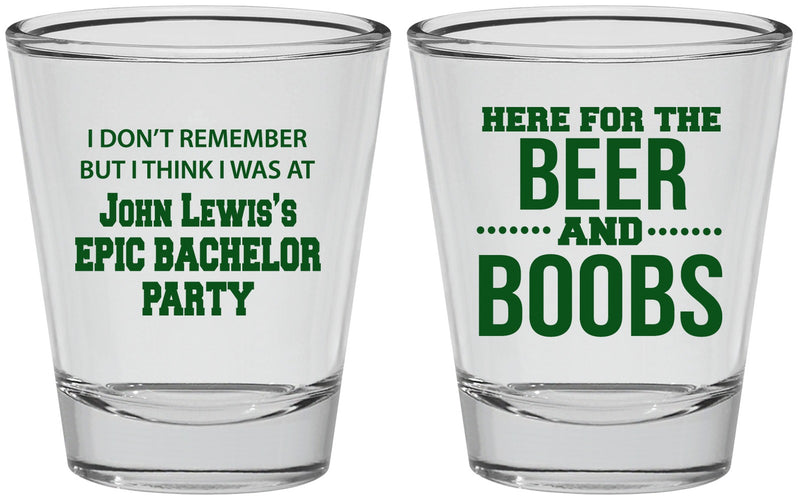 Personalized Bachelor Party Shot Glasses - Beer And Boobs | 40039