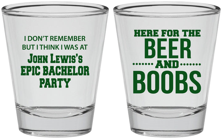 Personalized Bachelor Party Shot Glasses - Beer And Boobs | 40039