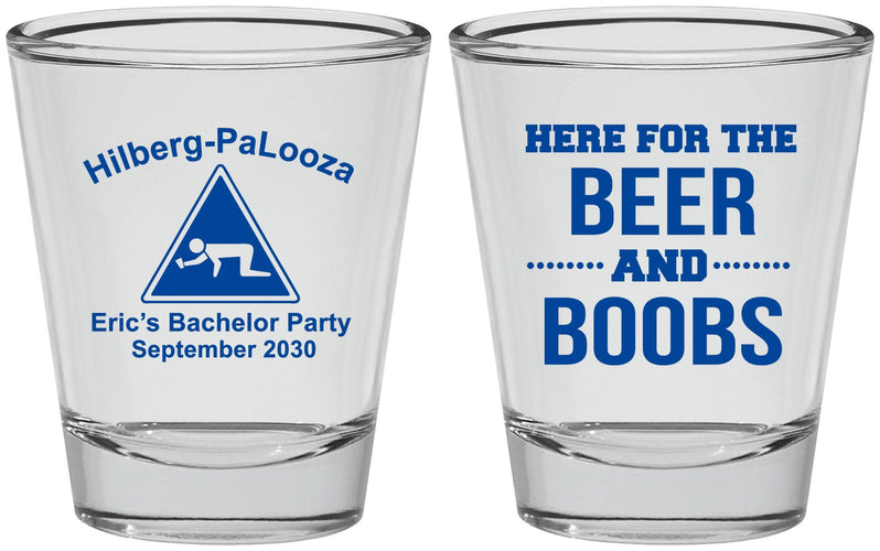 Personalized Bachelor Party Shot Glasses - Beer And Boobs | 40040