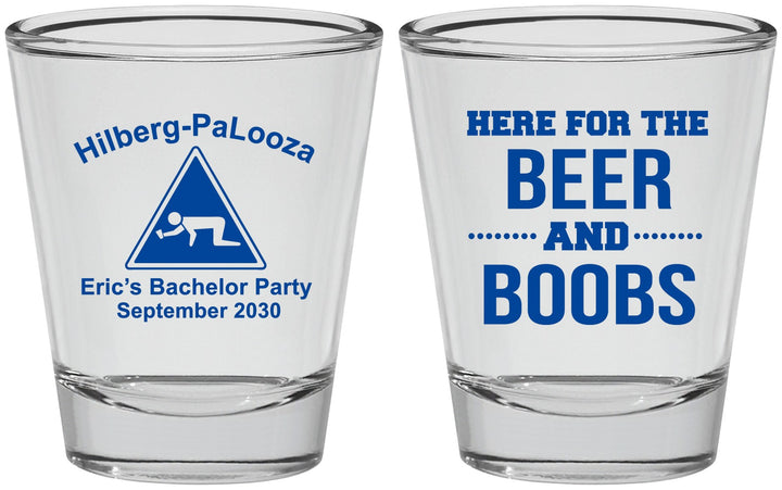 Personalized Bachelor Party Shot Glasses - Beer And Boobs | 40040