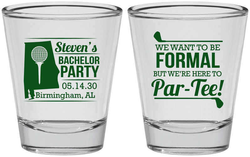 Personalized Bachelor Party Shot Glasses - Golf Par Tee | 40043
