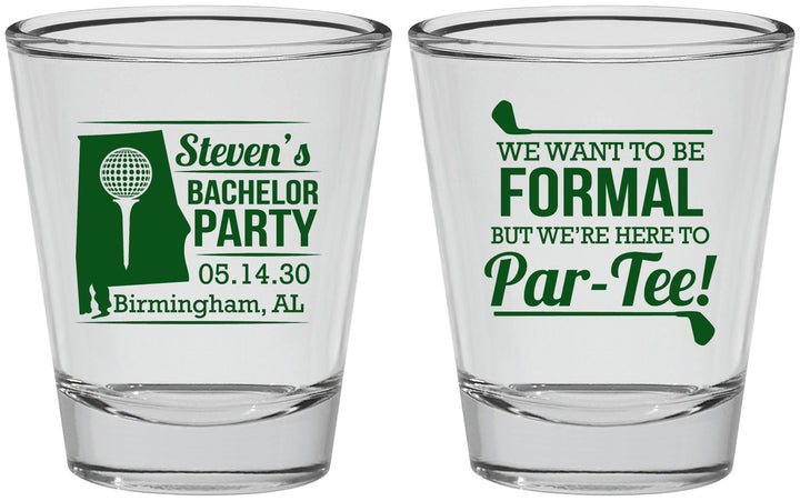 Personalized Bachelor Party Shot Glasses - Golf Par Tee | 40043