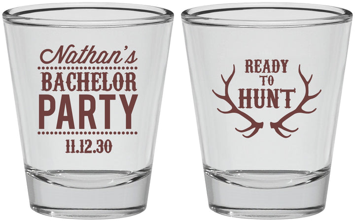 Personalized Bachelor Party Shot Glasses - Ready To Hunt | 40044