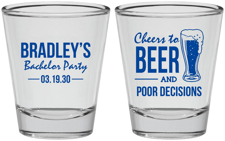 Personalized Bachelor Party Shot Glasses - Beer Pour Decisions | 40045