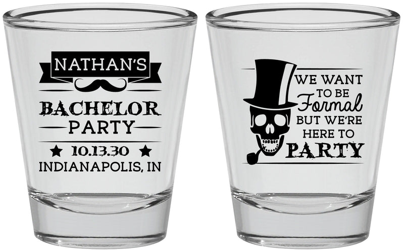 Personalized Bachelor Party Shot Glasses - Formal Skeleton | 40048
