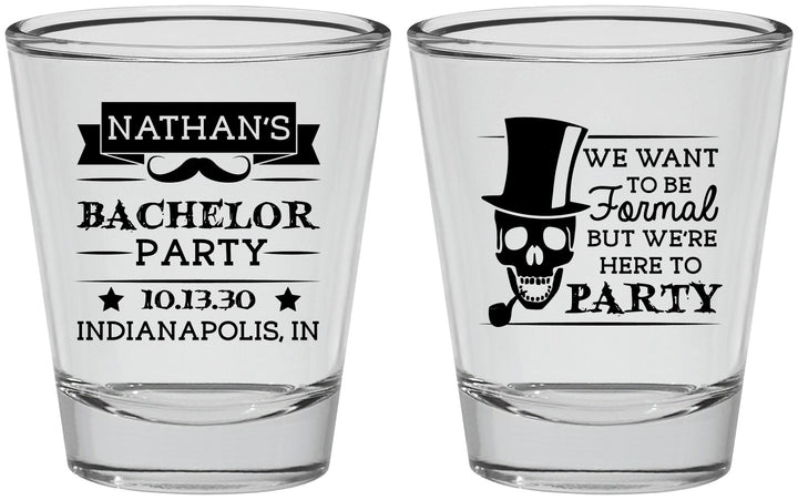 Personalized Bachelor Party Shot Glasses - Formal Skeleton | 40048