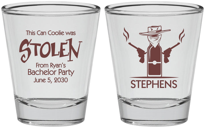 Personalized Bachelor Party Shot Glasses - Stolen | 40049