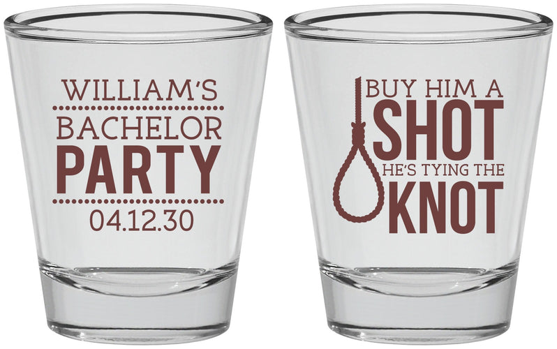 Personalized Bachelor Party Shot Glasses - Buy Him A Shot | 40051