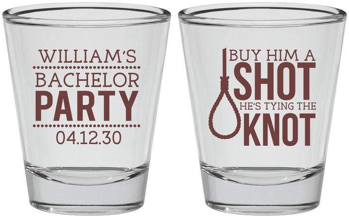 Personalized Bachelor Party Shot Glasses - Buy Him A Shot | 40051