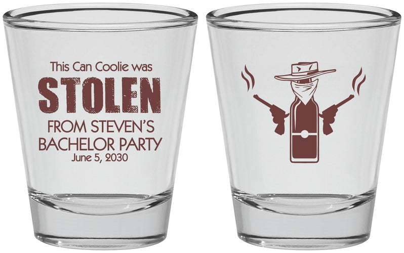 Personalized Bachelor Party Shot Glasses - Stolen | 40053