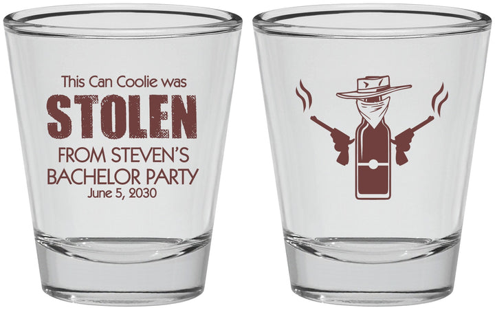 Personalized Bachelor Party Shot Glasses - Stolen | 40053