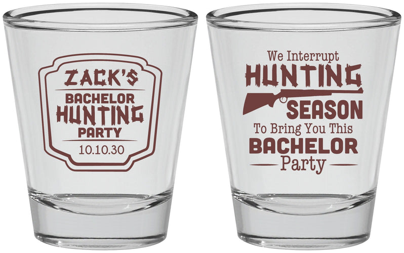 Personalized Bachelor Party Shot Glasses - Hunting Season | 40063