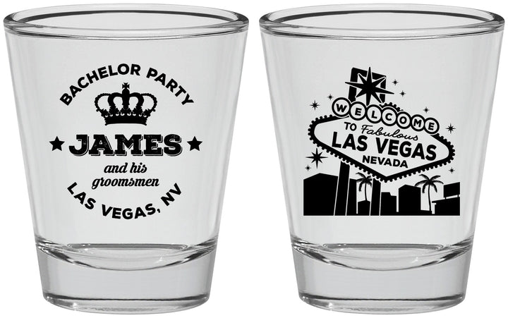Personalized Bachelor Party Shot Glasses - Las Vegas | 40069