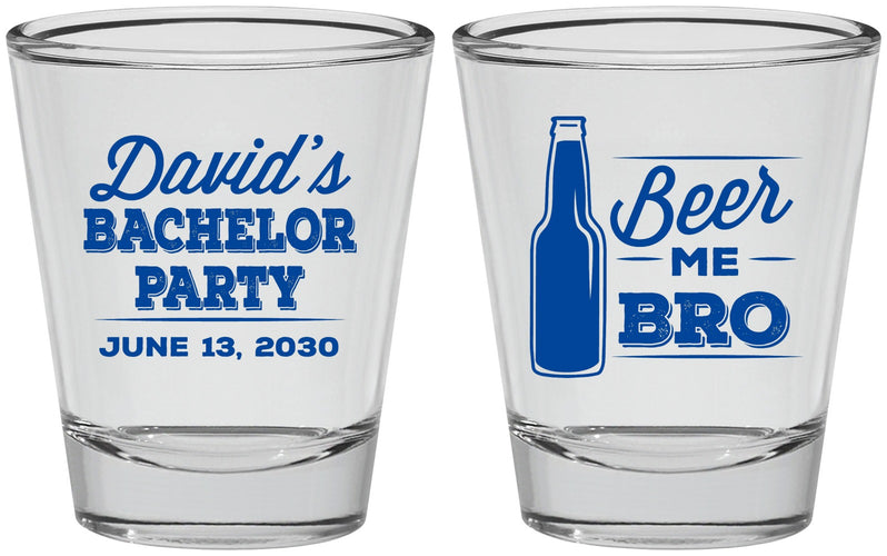 Personalized Bachelor Party Shot Glasses - Beer Me Bro | 40071