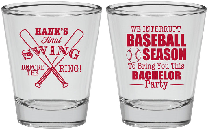 Personalized Bachelor Party Shot Glasses - Baseball | 40075
