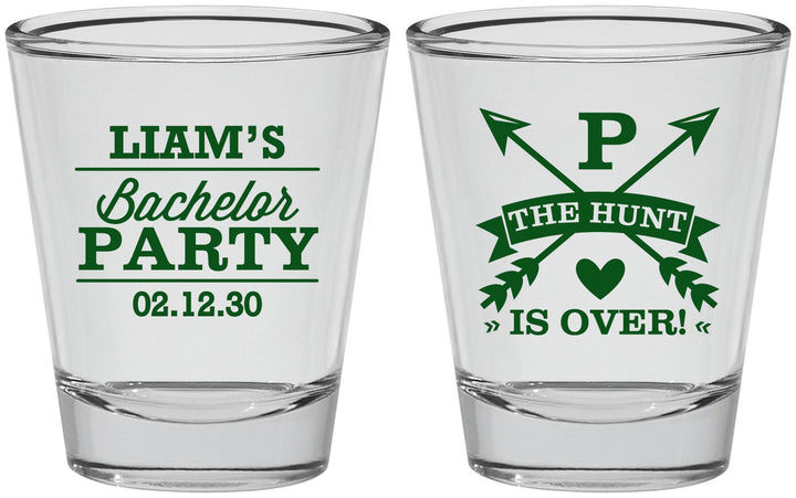 Personalized Bachelor Party Shot Glasses - Hunt Is Over | 40082