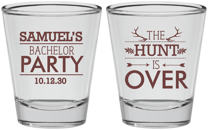 Personalized Bachelor Party Shot Glasses - Hunt Is Over | 40084