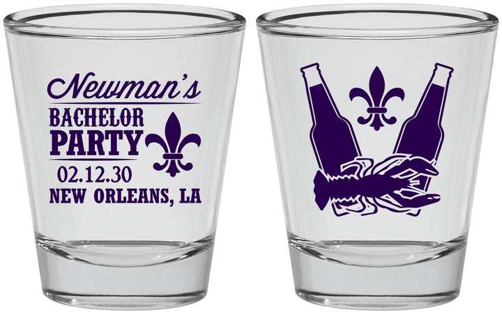 Personalized Bachelor Party Shot Glasses - Mardi Gras | 40085