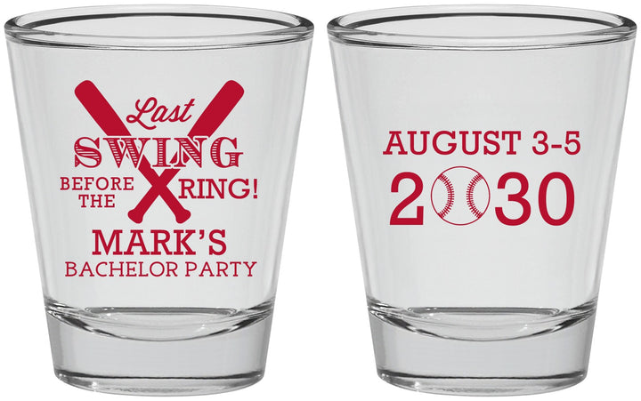 Personalized Bachelor Party Shot Glasses - Baseball | 40086