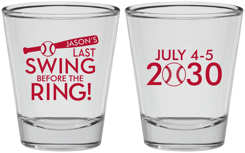 Personalized Bachelor Party Shot Glasses - Baseball | 40087