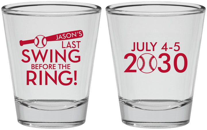Personalized Bachelor Party Shot Glasses - Baseball | 40087