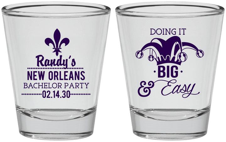 Personalized Bachelor Party Shot Glasses - Mardi Gras | 40089