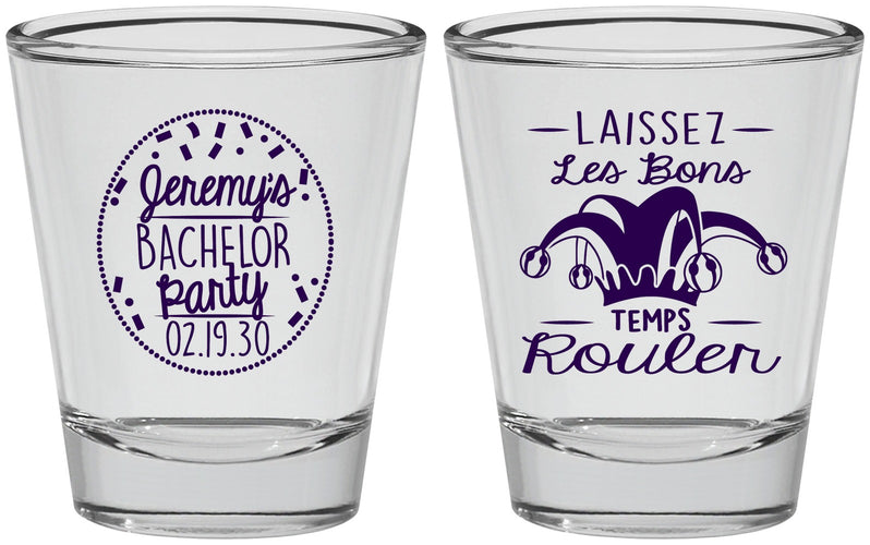 Personalized Bachelor Party Shot Glasses - Mardi Gras | 40090
