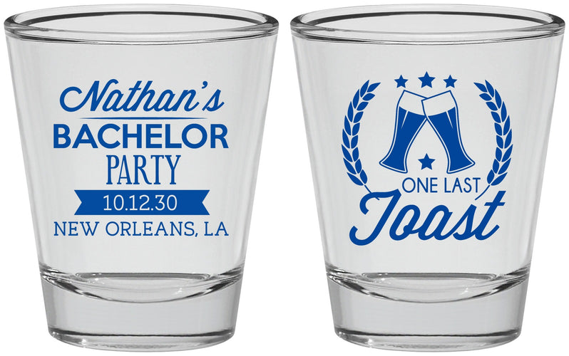 Personalized Bachelor Party Shot Glasses - One Last Toast | 40095