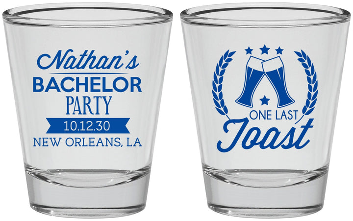 Personalized Bachelor Party Shot Glasses - One Last Toast | 40095