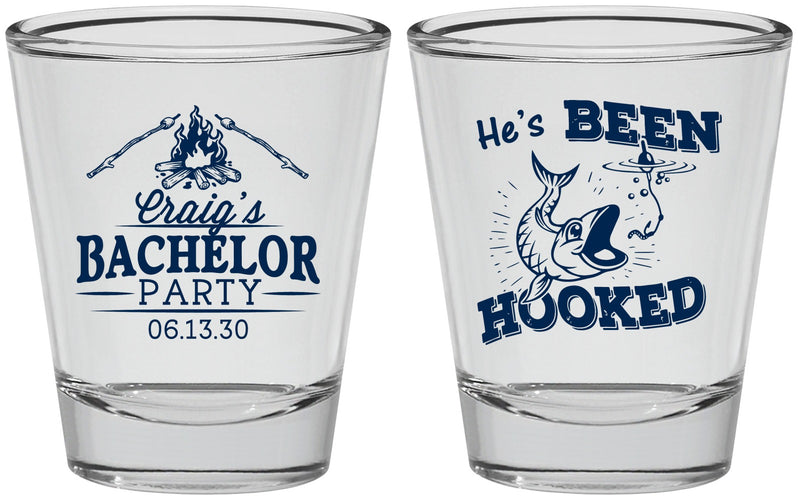 Personalized Bachelor Party Shot Glasses - Fishing Hooked | 40096
