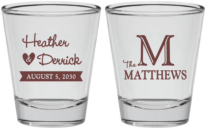 Personalized Wedding Shot Glasses - Monogram | 402