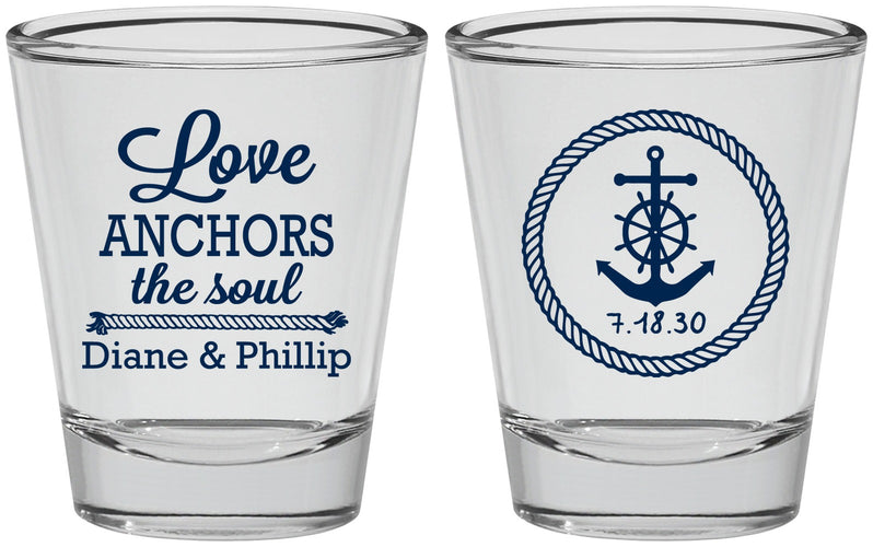 Personalized Wedding Shot Glasses - Love Anchors The Soul | 405