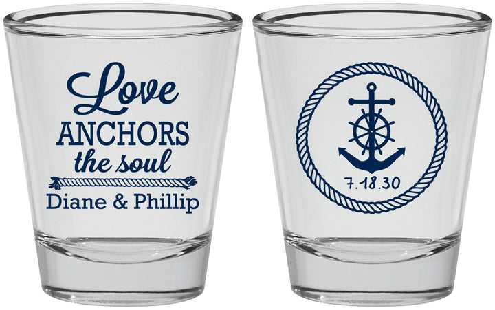 Personalized Wedding Shot Glasses - Love Anchors The Soul | 405