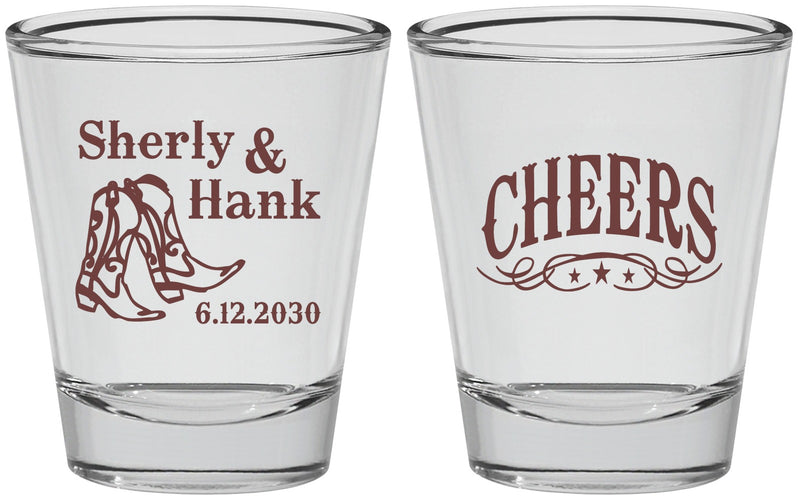Personalized Wedding Shot Glasses - Cheers Cowboy | 411