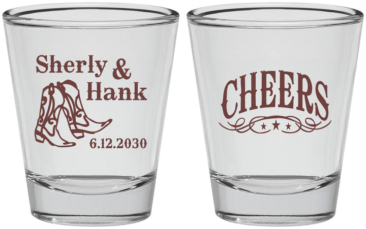 Personalized Wedding Shot Glasses - Cheers Cowboy | 411