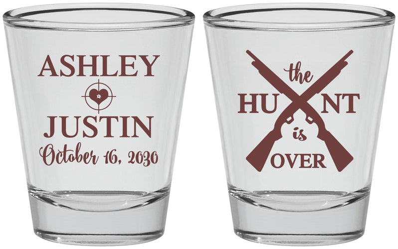Personalized Wedding Shot Glasses - The Hunt Is Over | 412