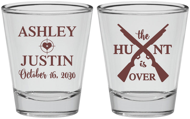 Personalized Wedding Shot Glasses - The Hunt Is Over | 412