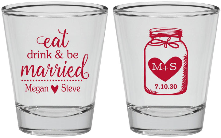 Personalized Wedding Shot Glasses - Mason Jar | 415