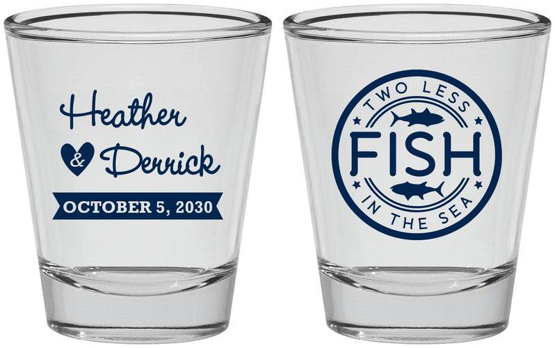 Personalized Wedding Shot Glasses - Two Less Fish In The Sea | 420