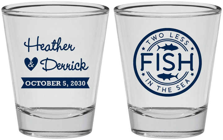 Personalized Wedding Shot Glasses - Two Less Fish In The Sea | 420