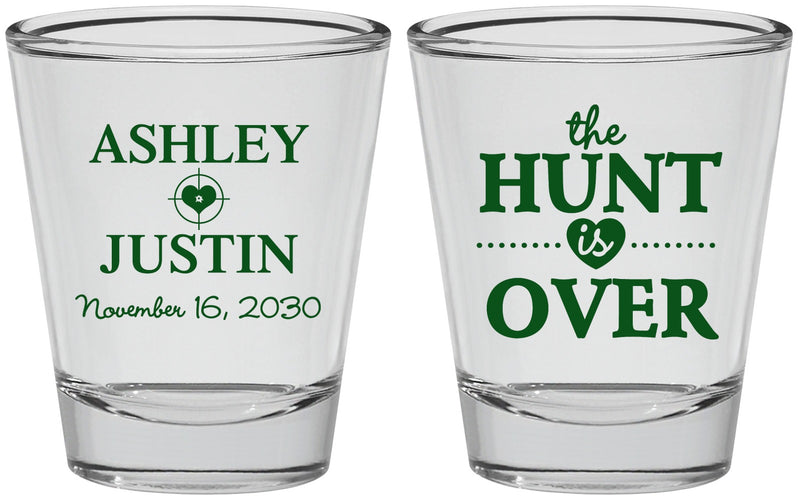 Personalized Wedding Shot Glasses - The Hunt Is Over | 422