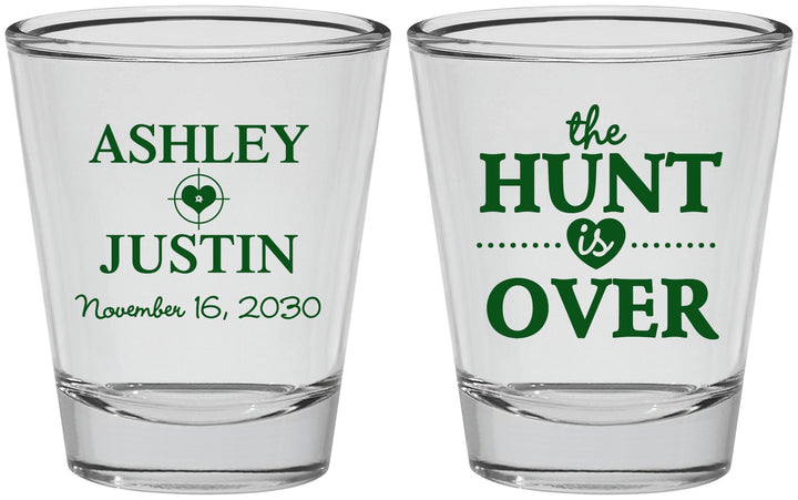 Personalized Wedding Shot Glasses - The Hunt Is Over | 422