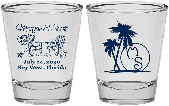 Personalized Wedding Shot Glasses - Beach | 423