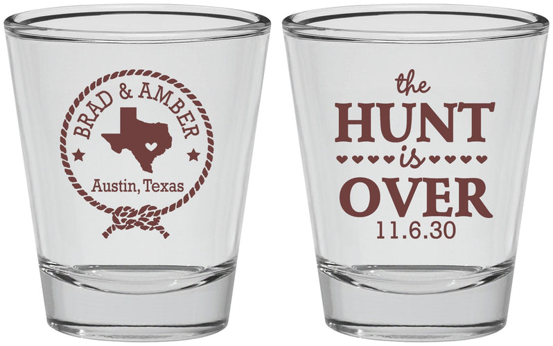 Personalized Wedding Shot Glasses - The Hunt Is Over | 426