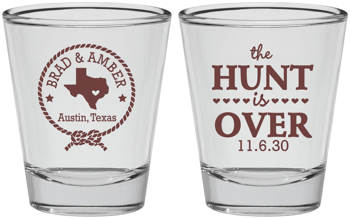 Personalized Wedding Shot Glasses - The Hunt Is Over | 426