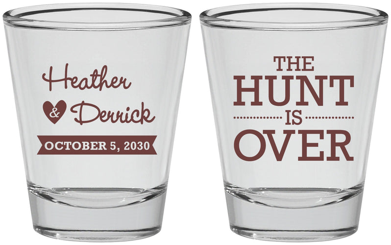 Personalized Wedding Shot Glasses - The Hunt Is Over | 427