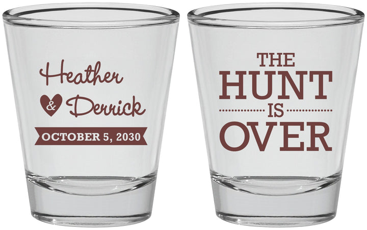 Personalized Wedding Shot Glasses - The Hunt Is Over | 427